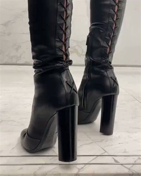 ysl lace up boots|ysl high boots.